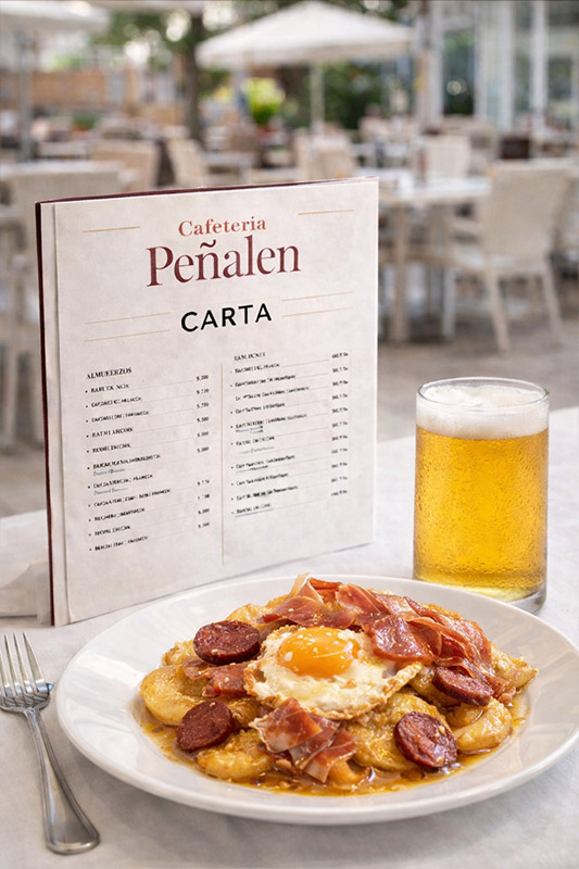 Carta de cafetería y terraza Peñalen